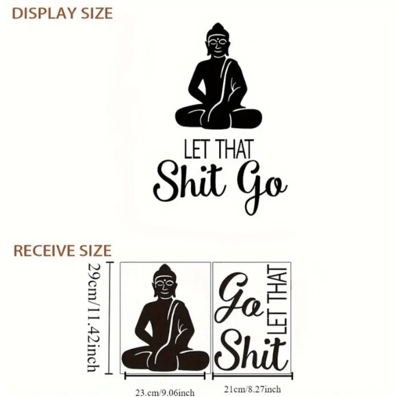 Buddhist Bathroom Wall Sign: 'Let That Shit Go' - Humorous Quote Decoration for - Picture 3 of 4